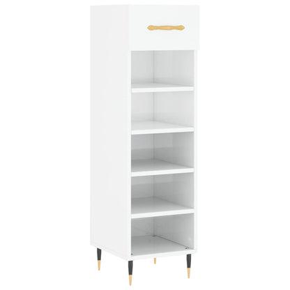 Scarpiera Bianco Lucido 30x35x105 cm in Legno Multistrato