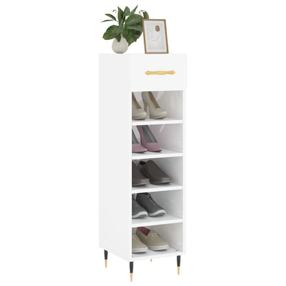 Scarpiera Bianco Lucido 30x35x105 cm in Legno Multistrato
