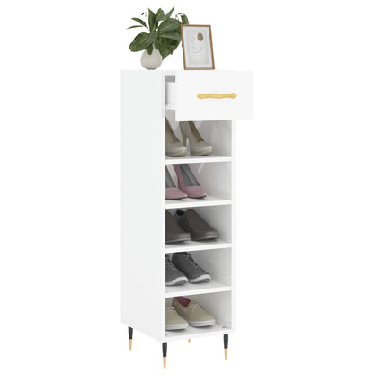 Scarpiera Bianco Lucido 30x35x105 cm in Legno Multistrato