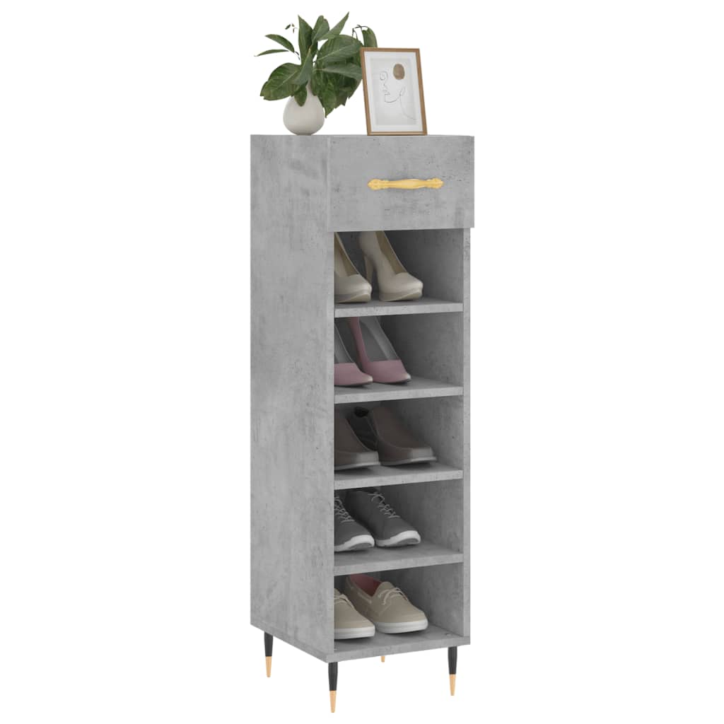 Scarpiera Grigio Cemento 30x35x105 cm in Legno Multistrato