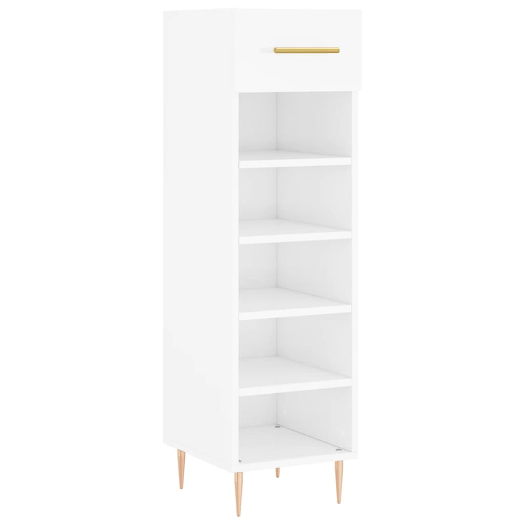 Scarpiera Bianco Lucido 30x35x105 cm in Legno Multistrato
