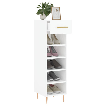 Scarpiera Bianco Lucido 30x35x105 cm in Legno Multistrato