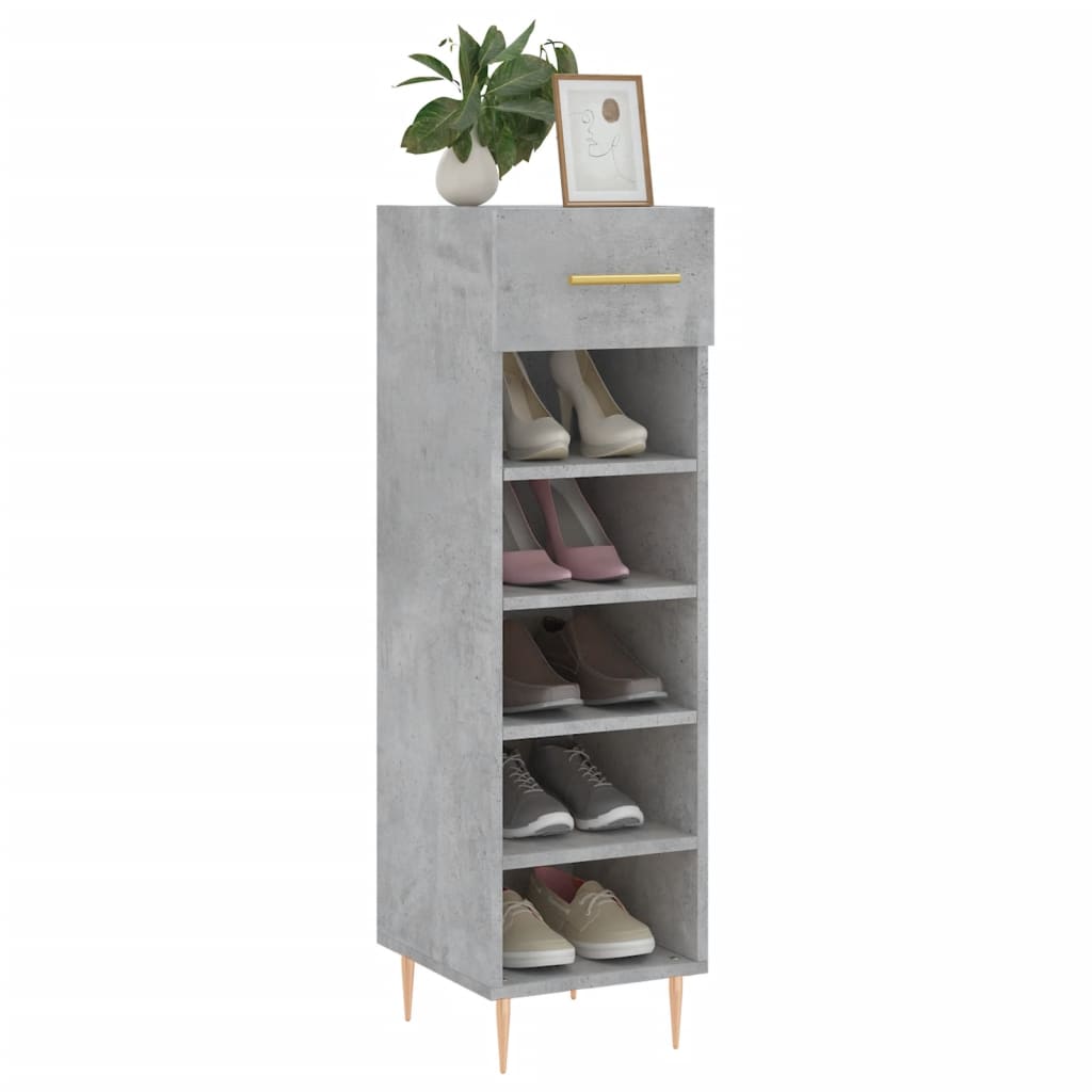 Scarpiera Grigio Cemento 30x35x105 cm in Legno Multistrato