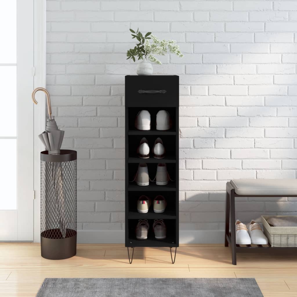 Scarpiera Nera 30x35x105 cm in Legno Multistrato