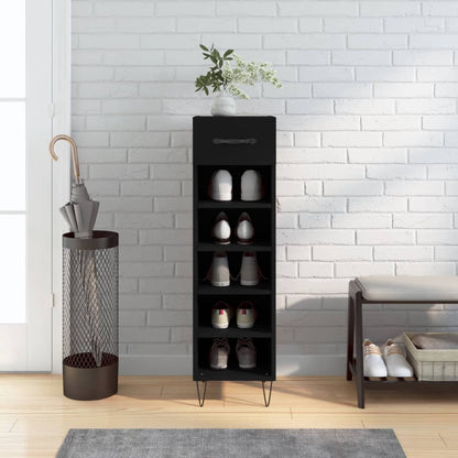 Scarpiera Nera 30x35x105 cm in Legno Multistrato