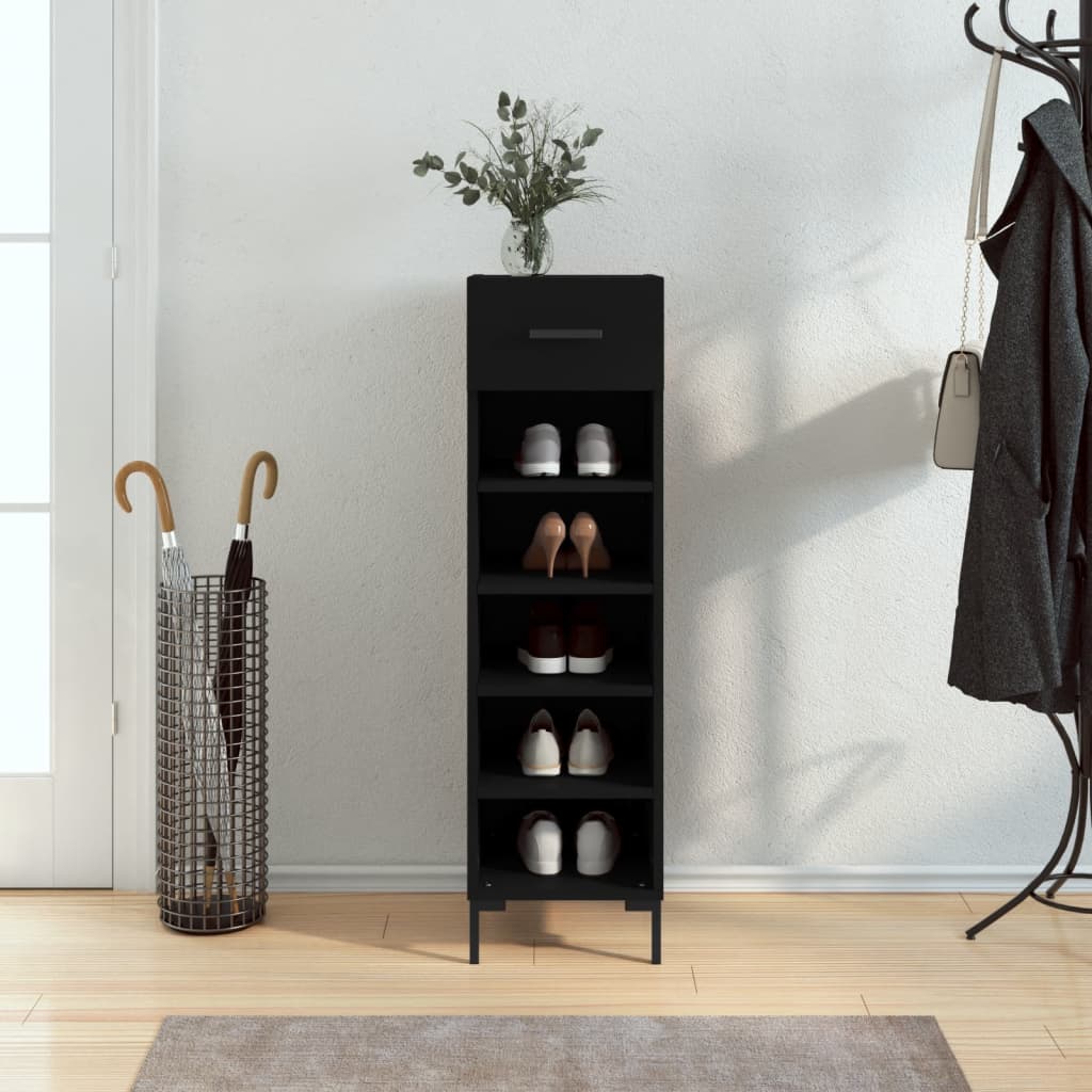 Scarpiera Nera 30x35x105 cm in Legno Multistrato