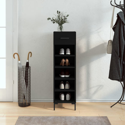 Scarpiera Nera 30x35x105 cm in Legno Multistrato