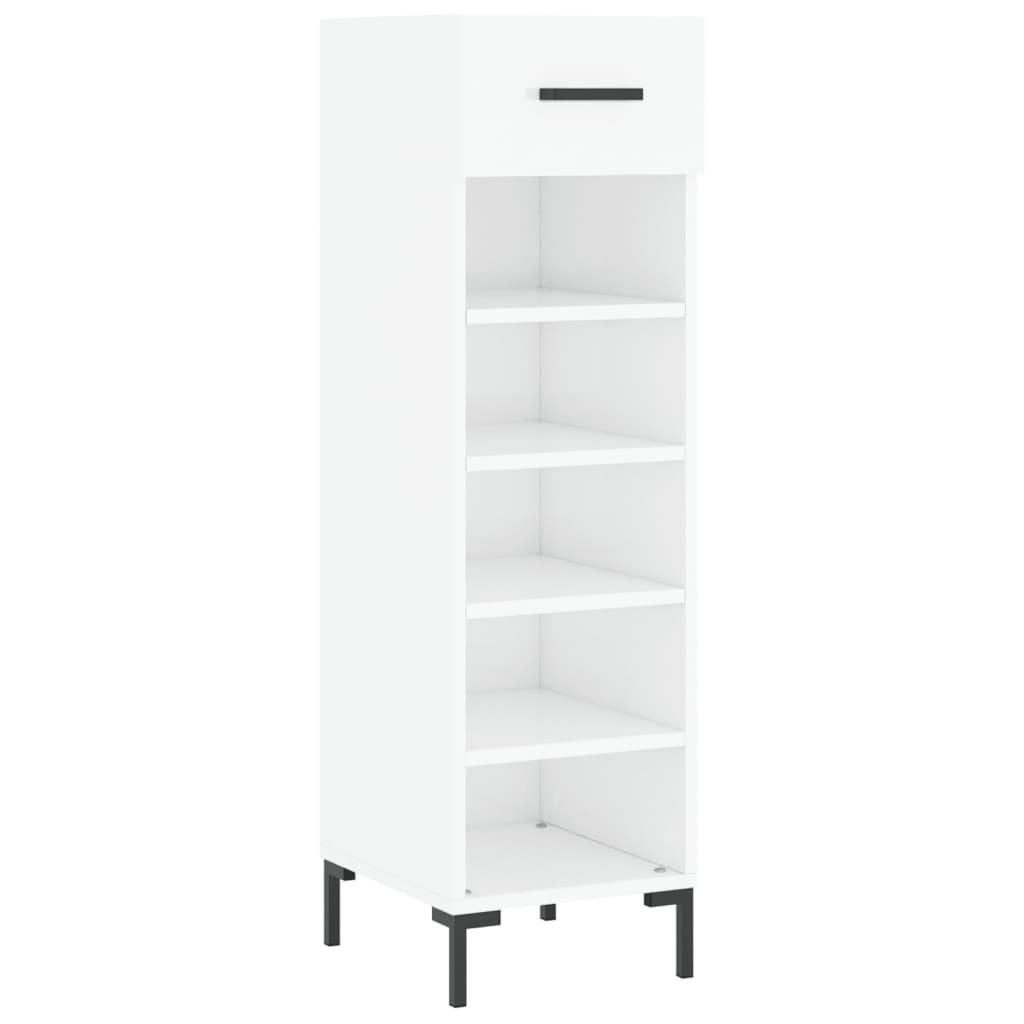 Scarpiera Bianco Lucido 30x35x105 cm in Legno Multistrato