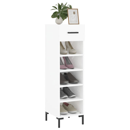 Scarpiera Bianco Lucido 30x35x105 cm in Legno Multistrato
