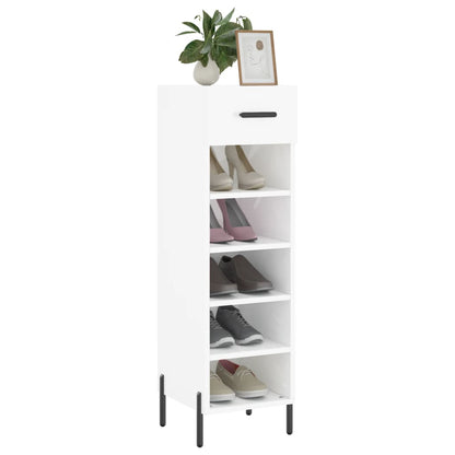 Scarpiera Bianco Lucido 30x35x105 cm in Legno Multistrato