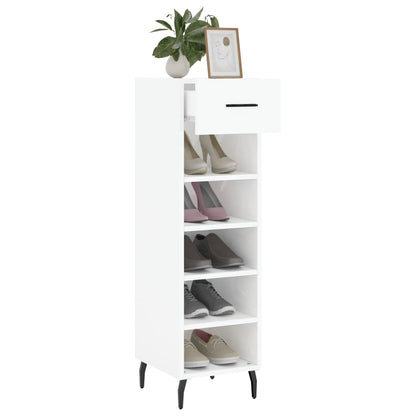 Scarpiera Bianco Lucido 30x35x105 cm in Legno Multistrato