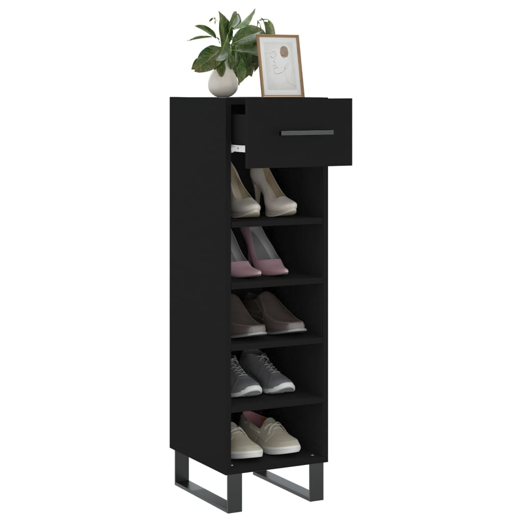 Scarpiera Nera 30x35x105 cm in Legno Multistrato