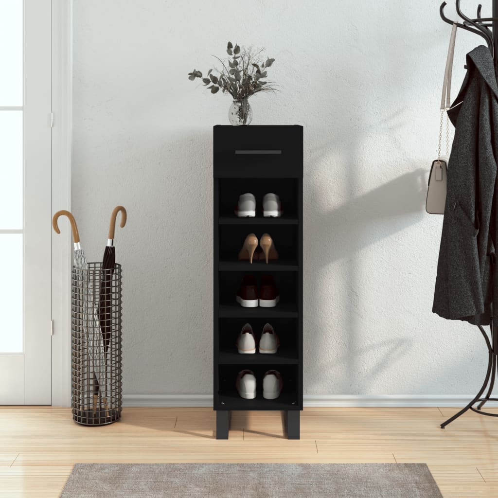 Scarpiera Nera 30x35x105 cm in Legno Multistrato