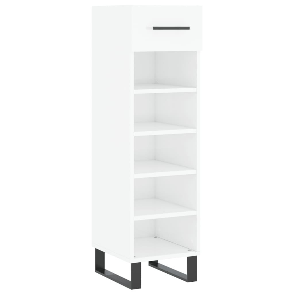 Scarpiera Bianco Lucido 30x35x105 cm in Legno Multistrato