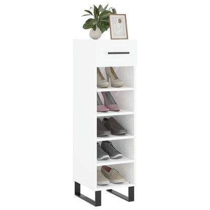 Scarpiera Bianco Lucido 30x35x105 cm in Legno Multistrato