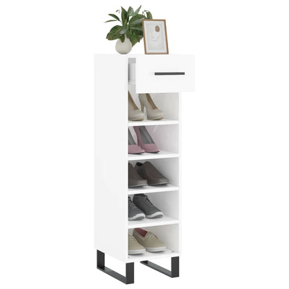Scarpiera Bianco Lucido 30x35x105 cm in Legno Multistrato