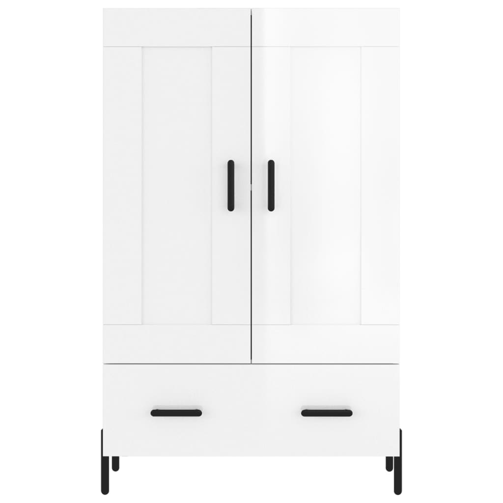Credenza Bianco Lucido 69,5x31x115 cm in Legno Multistrato