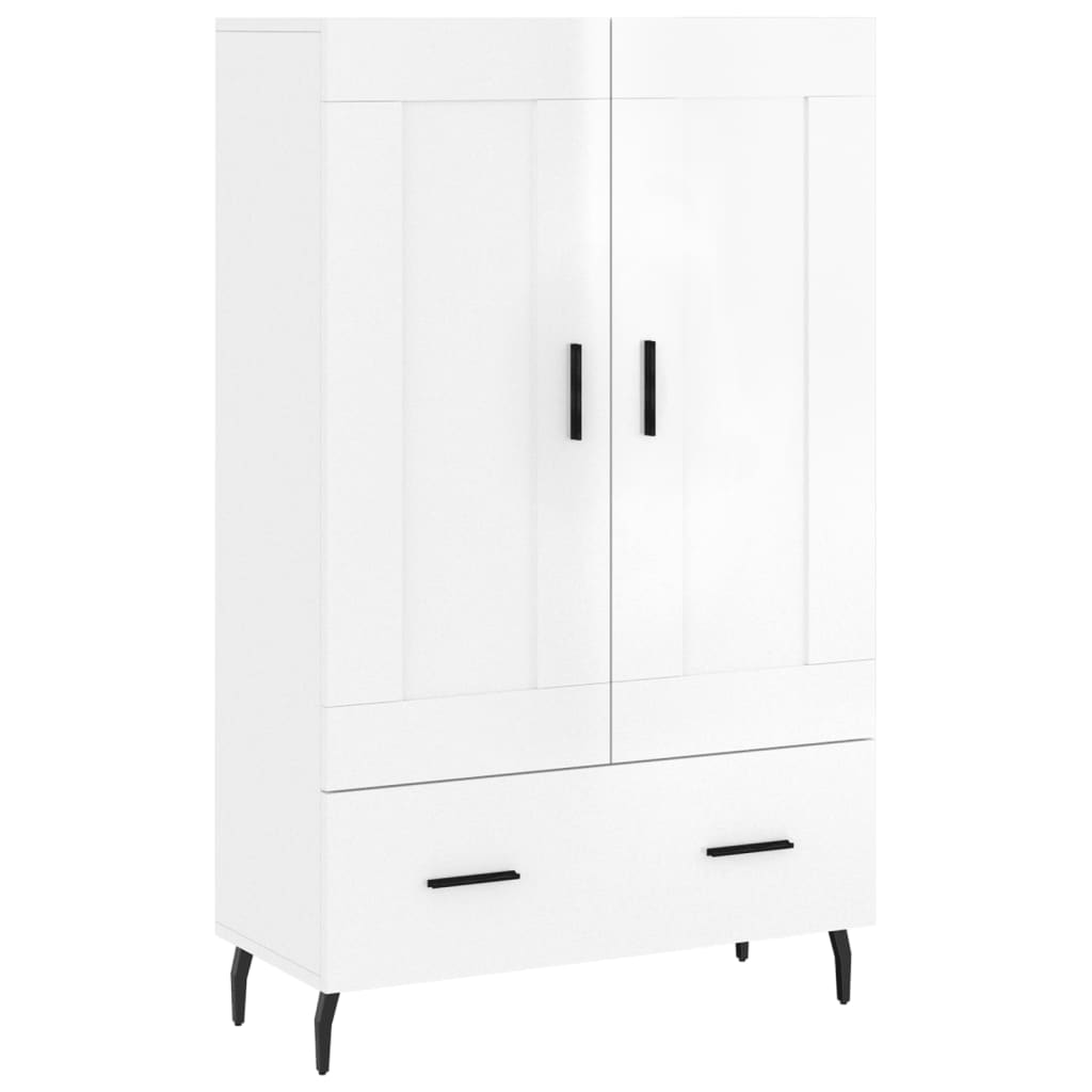 Credenza Bianco Lucido 69,5x31x115 cm in Legno Multistrato