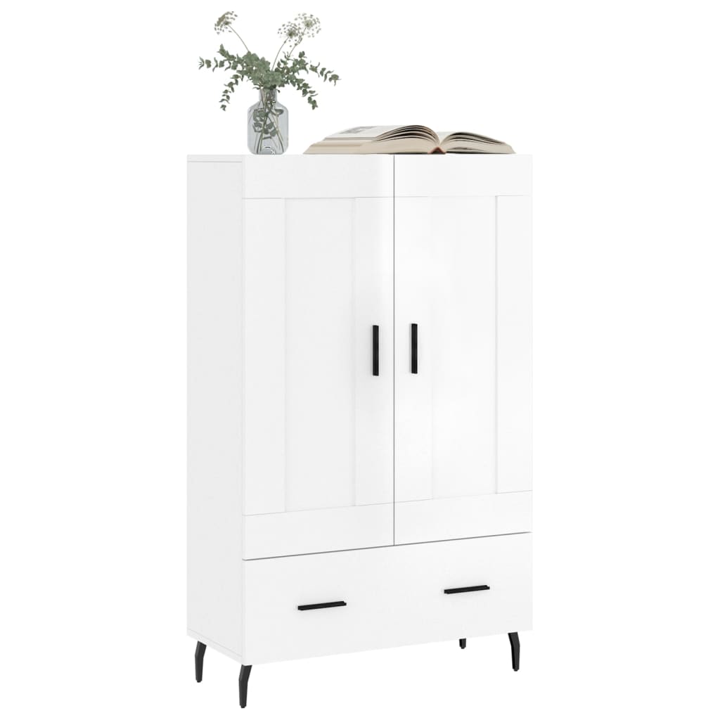 Credenza Bianco Lucido 69,5x31x115 cm in Legno Multistrato