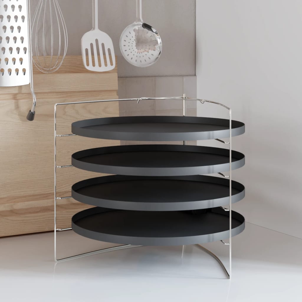 Teglie per Pizza 4 pz con Porta Teglie Ã˜ 28 cm in Acciaio