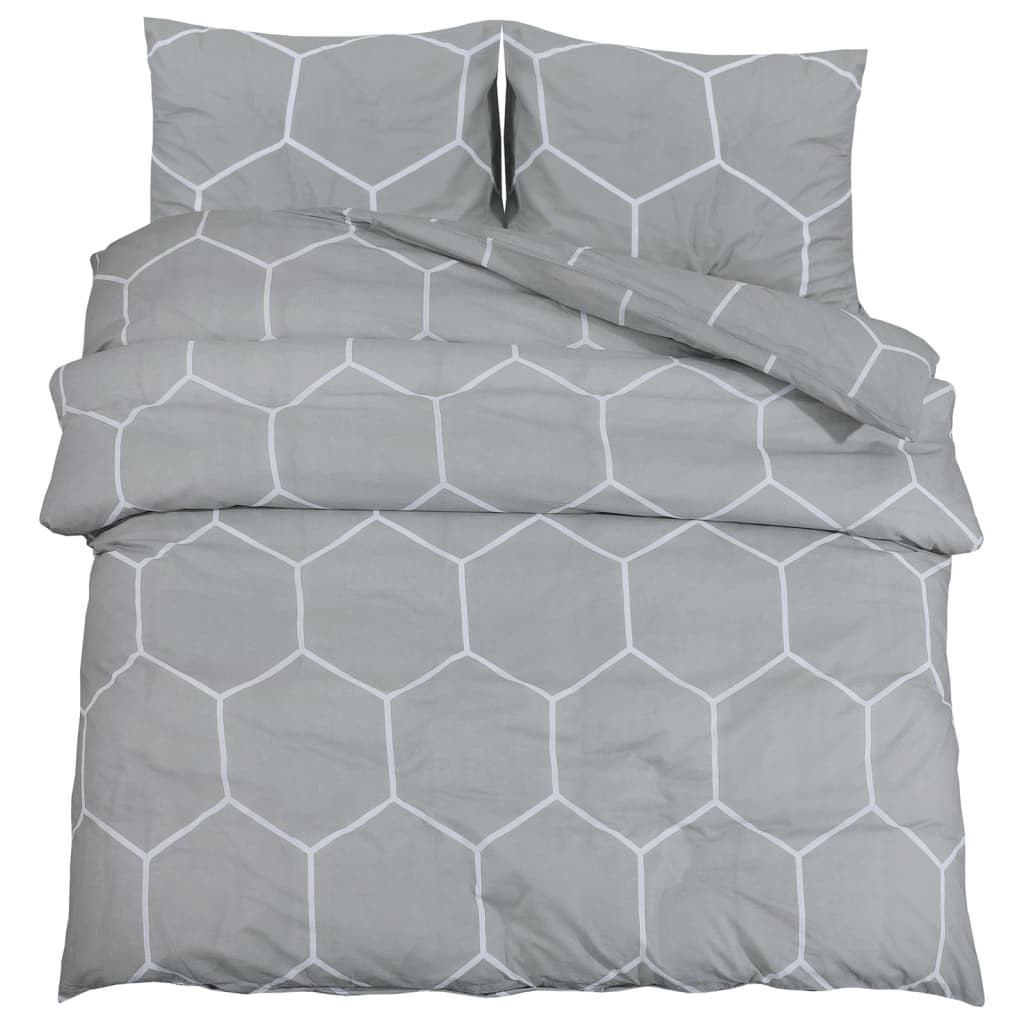 Set Copripiumino Grigio 155x220 cm in Cotone