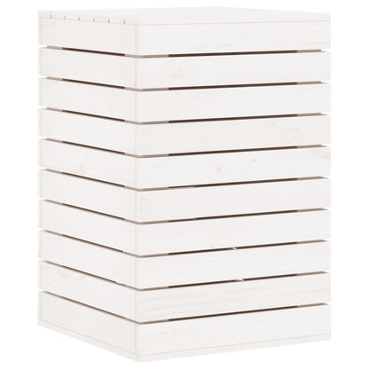 Cesto per Bucato Bianco 44x44x66 cm Legno Massello Pino