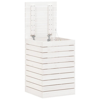 Cesto per Bucato Bianco 44x44x66 cm Legno Massello Pino
