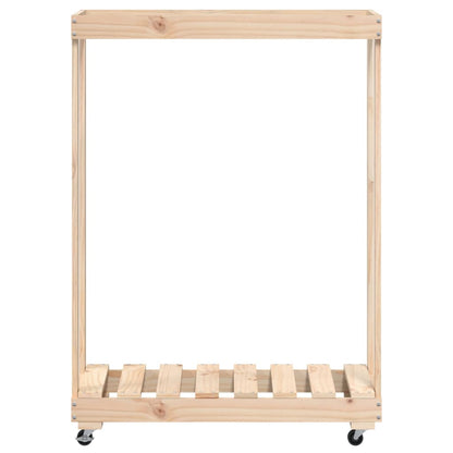 Portalegna con Ruote 76,5x40x108 cm Legno Massello di Pino