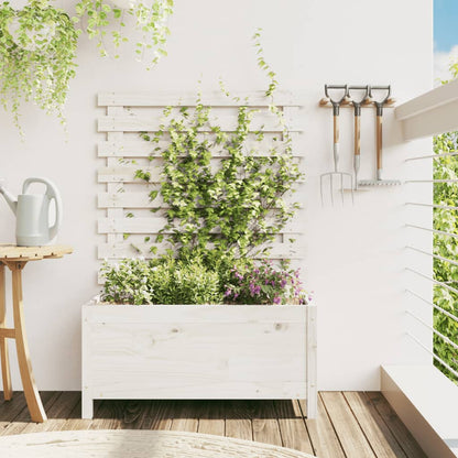 Fioriera Giardino con Rastrelliera Bianca 79x39,5x114cm Pino