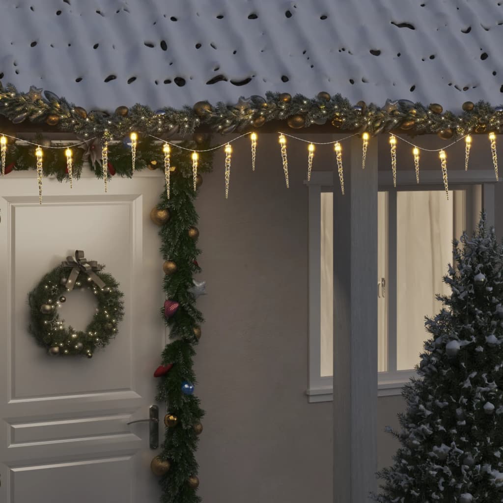 Luce Natale a Ghiacciolo 100 LED Bianco Caldo 10 m Acrilico PVC