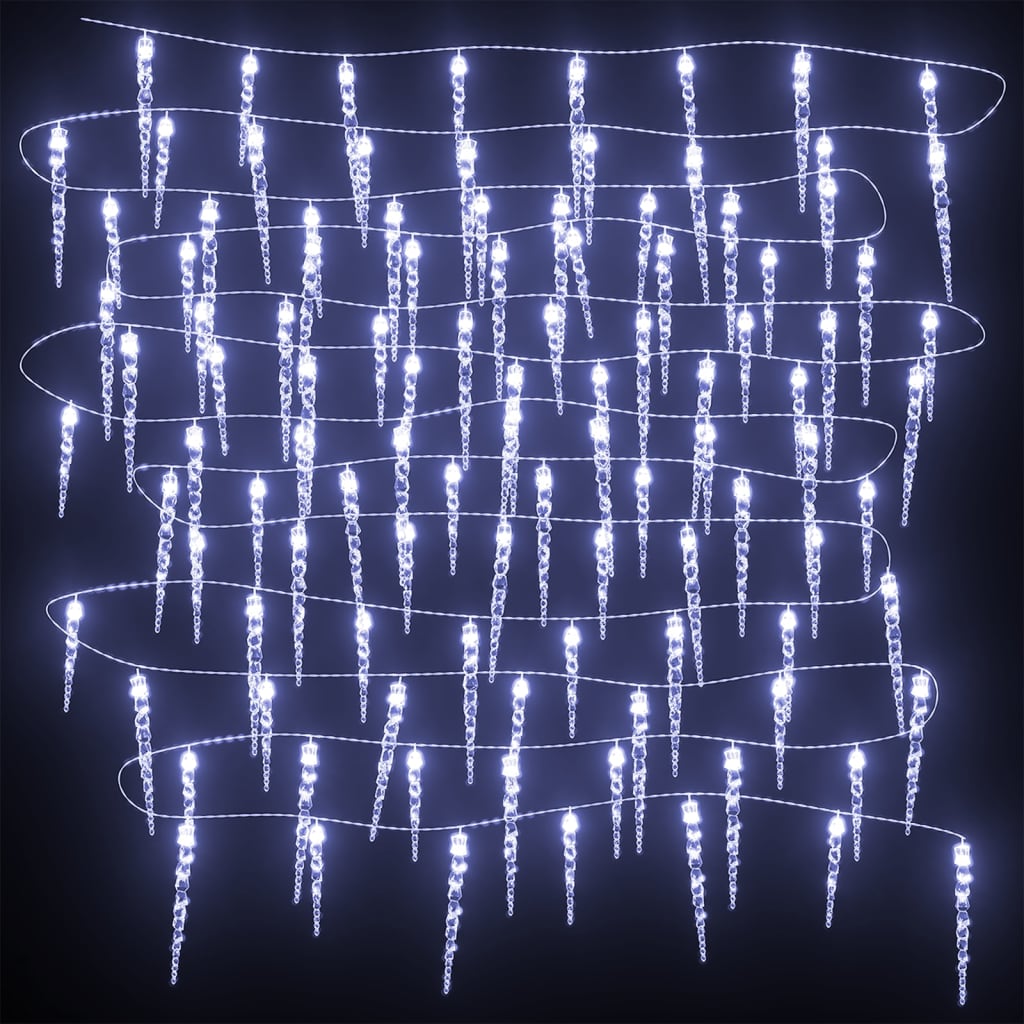 Luce Natale a Ghiacciolo 200 LED Bianco Freddo 20m Acrilico PVC