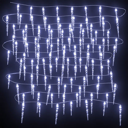 Luce Natale a Ghiacciolo 200 LED Bianco Freddo 20m Acrilico PVC