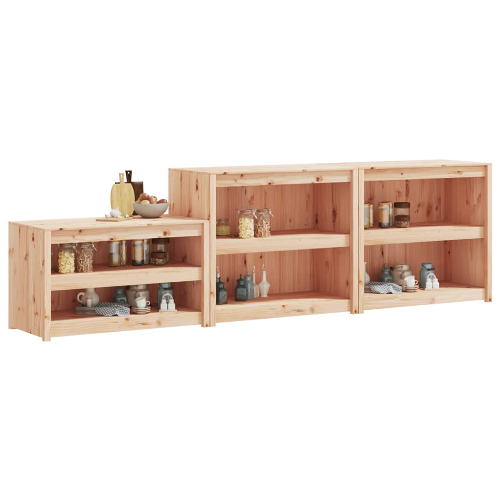 Mobili da Cucina da Esterno 3 pz in Legno Massello di Pino