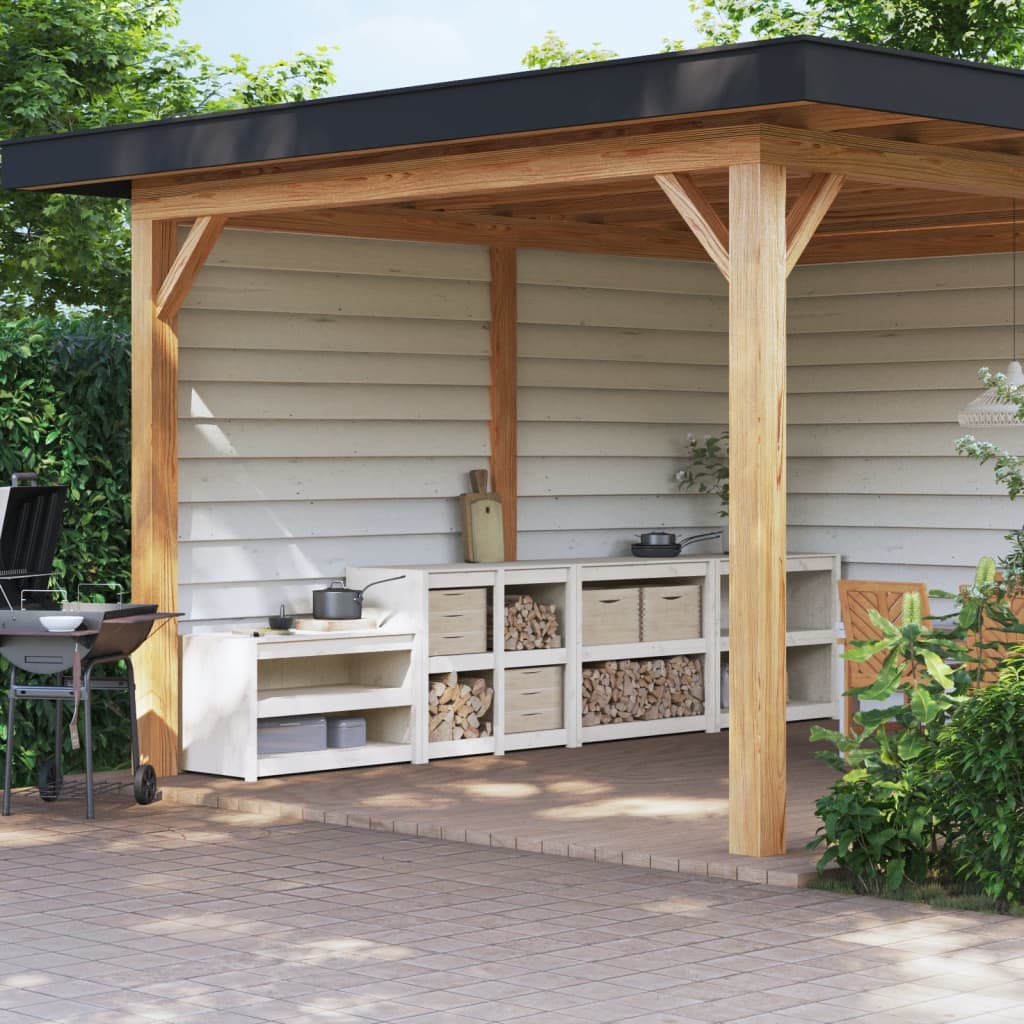 Mobili da Cucina da Esterno 4 pz Bianchi Legno Massello di Pino
