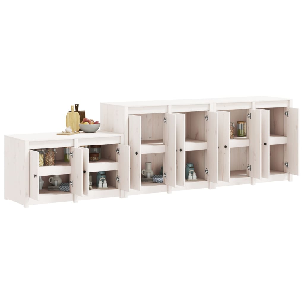 Mobili da Cucina da Esterno 3 pz Bianchi Legno Massello di Pino