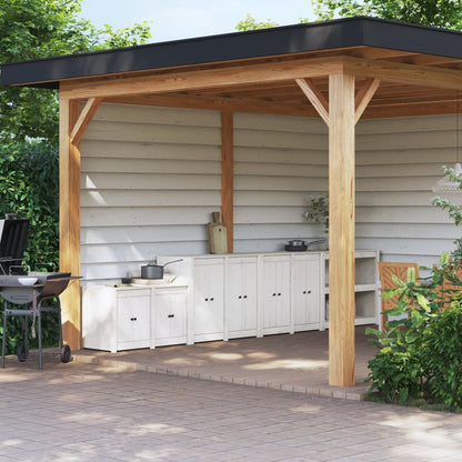 Mobili da Cucina da Esterno 3 pz Bianchi Legno Massello di Pino