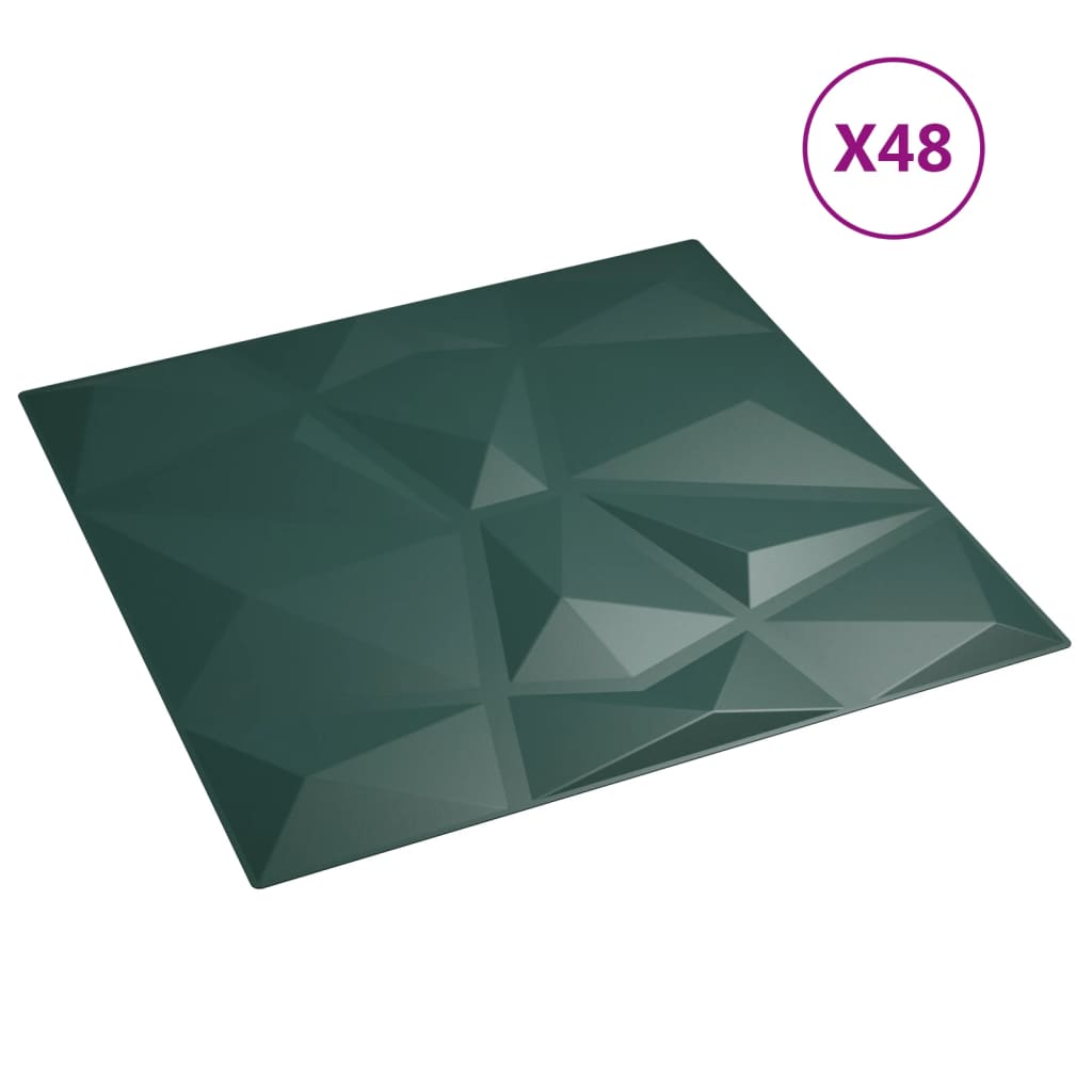 Pannelli Murali 48 pz Verdi 50x50 cm XPS 12 m² Diamante