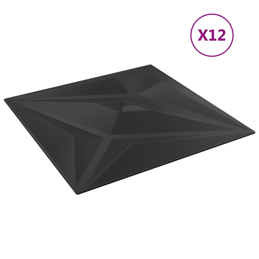 Pannelli Murali 12 pz Neri 50x50 cm XPS 3 m² Stella