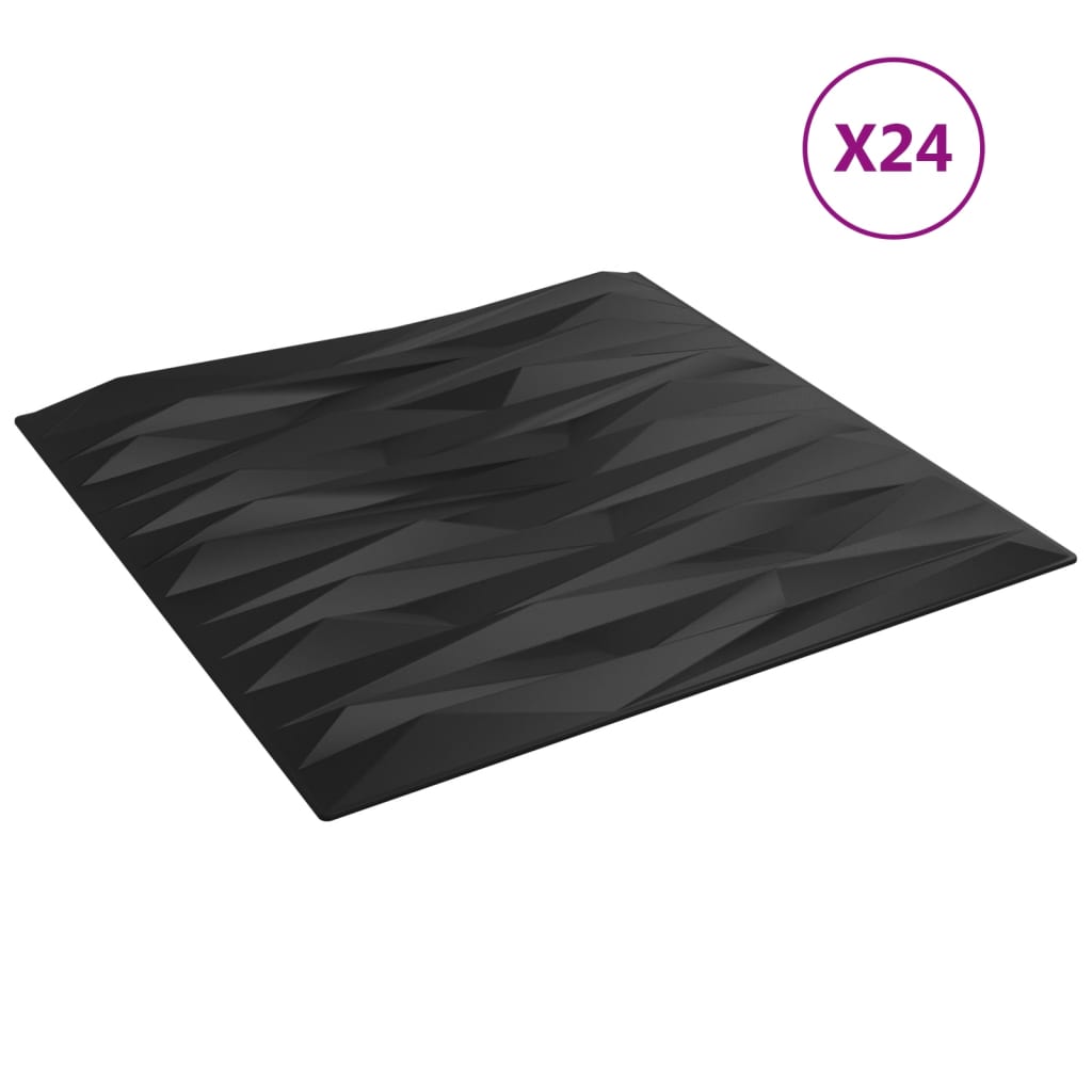Pannelli Murali 24 pz Neri 50x50 cm XPS 6 m² Pietra