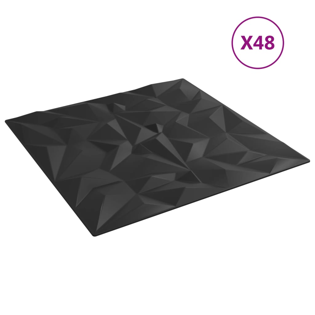 Pannelli Murali 48 pz Neri 50x50 cm XPS 12 m² Ametista