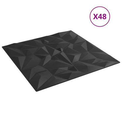 Pannelli Murali 48 pz Neri 50x50 cm XPS 12 m² Ametista