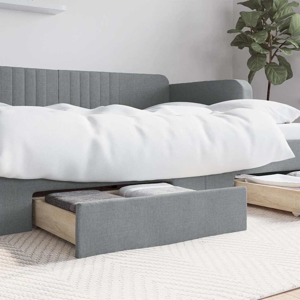 Cassetti da Letto 2pz Grigio Chiaro Legno Multistrato e Tessuto