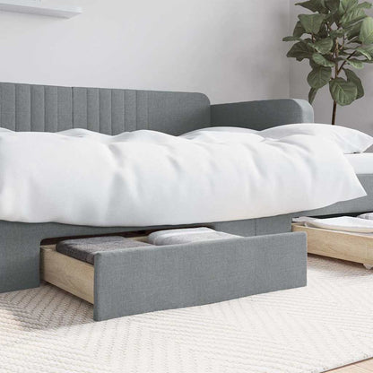 Cassetti da Letto 2pz Grigio Chiaro Legno Multistrato e Tessuto