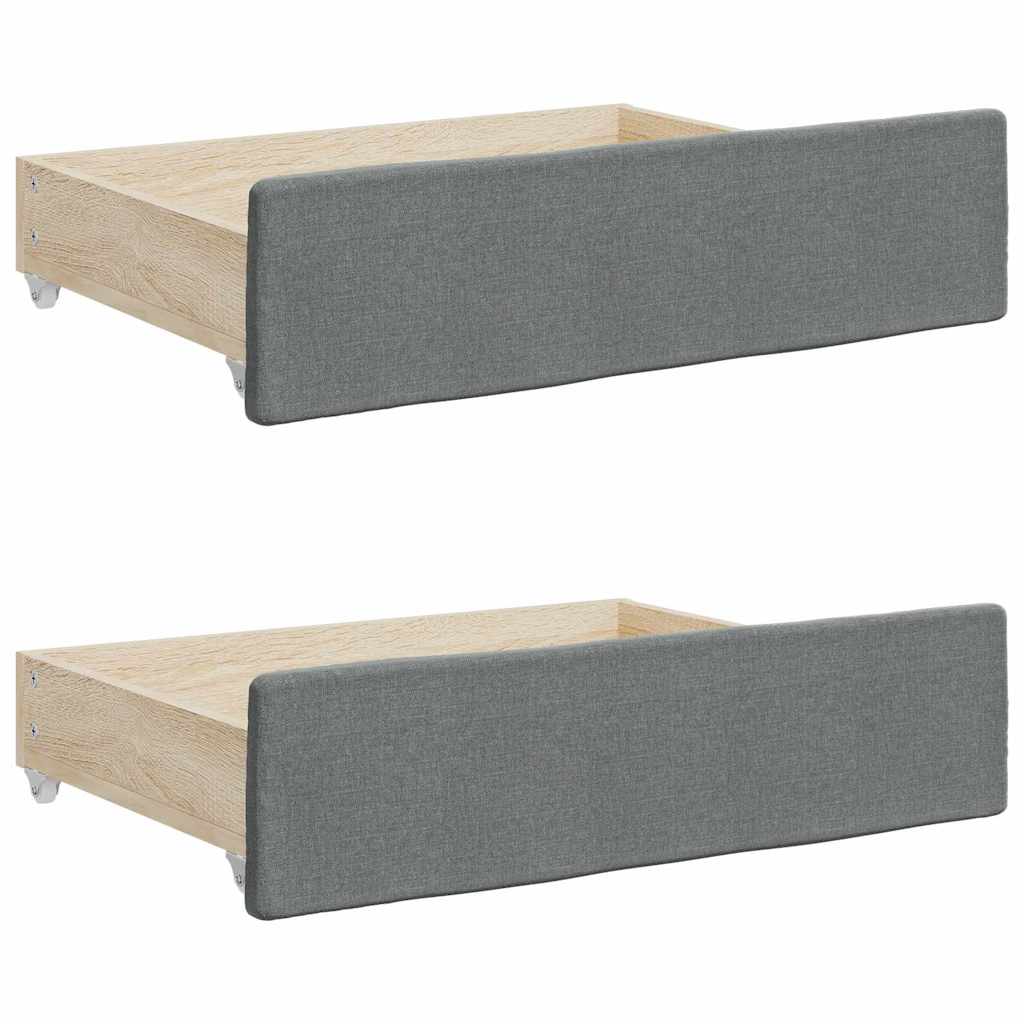 Cassetti da Letto 2pz Grigio Scuro Legno Multistrato e Tessuto