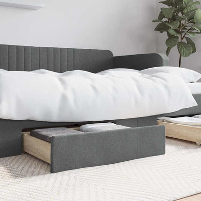 Cassetti da Letto 2pz Grigio Scuro Legno Multistrato e Tessuto