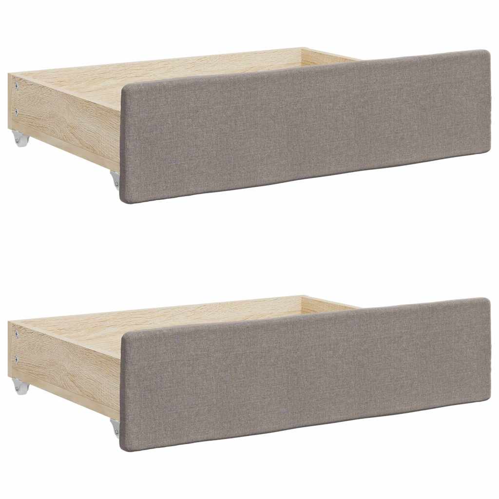 Cassetti da Letto 2pz Tortora in Legno Multistrato e Tessuto