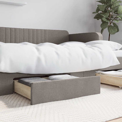 Cassetti da Letto 2pz Tortora in Legno Multistrato e Tessuto