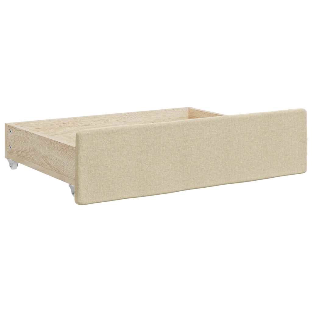Cassetti da Letto 2pz Crema in Legno Multistrato e Tessuto