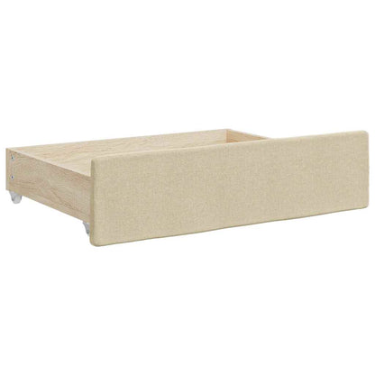 Cassetti da Letto 2pz Crema in Legno Multistrato e Tessuto