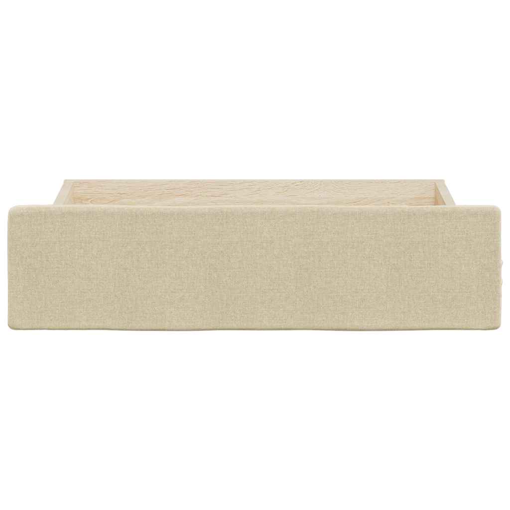 Cassetti da Letto 2pz Crema in Legno Multistrato e Tessuto
